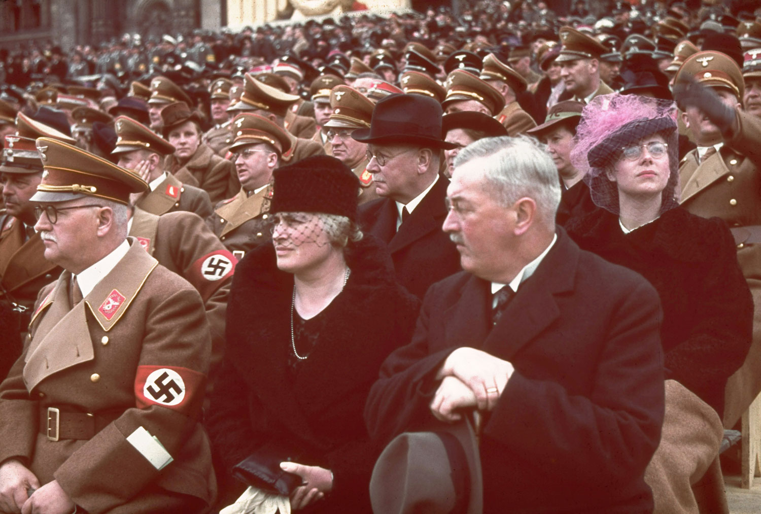 Guests of honor at a rally and military parade in celebration of Adolf Hitler's 50th birthday, Berlin, April 20, 1939.