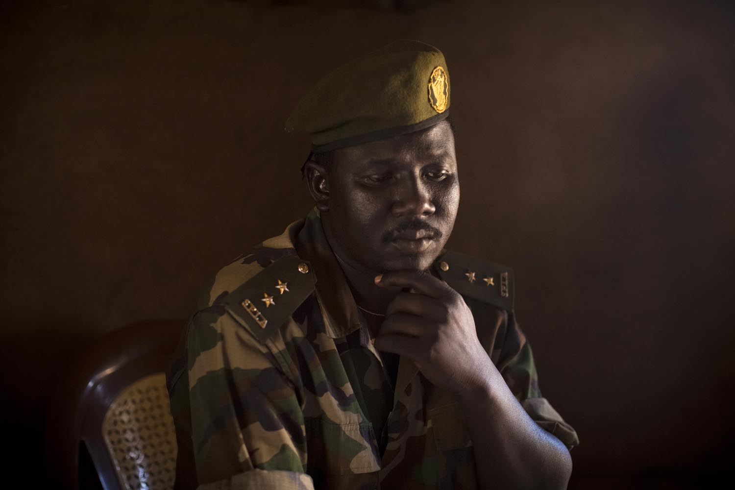 An SPLA soldier in a hut in an undisclosed area of Sudan.