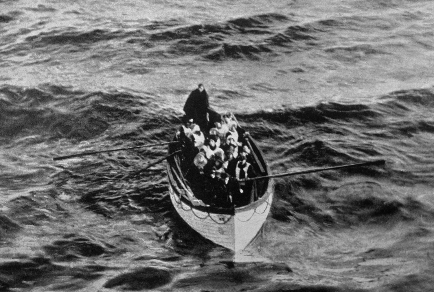 Titanic survivors approaching the Carpathia, 1912