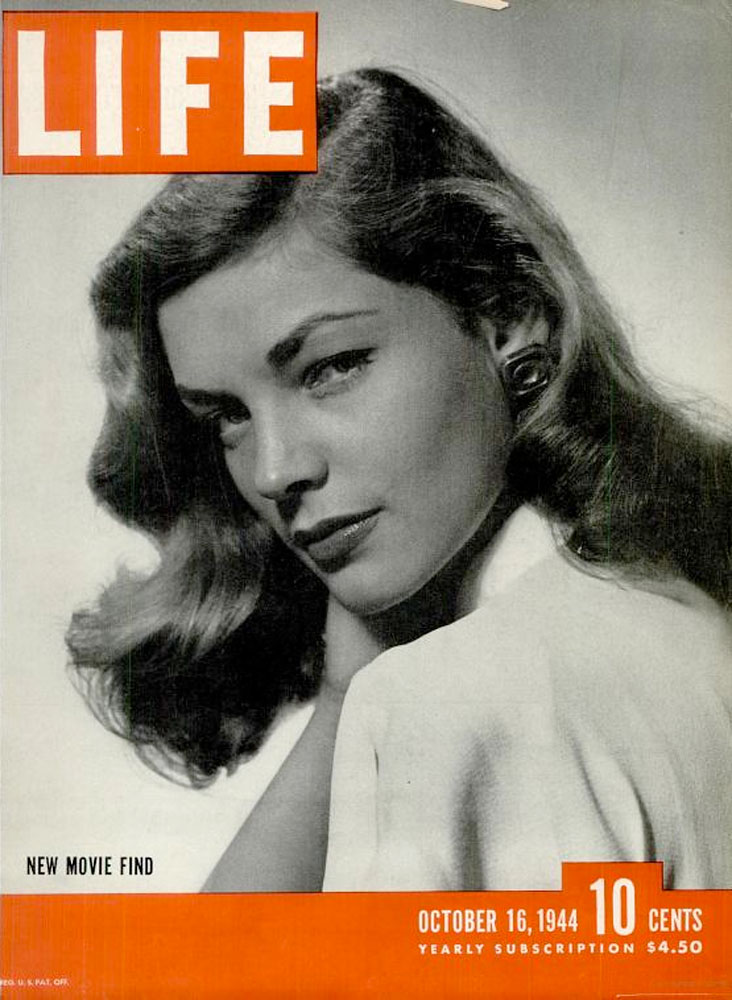 October 16, 1944 cover of LIFE magazine featuring Lauren Bacall.