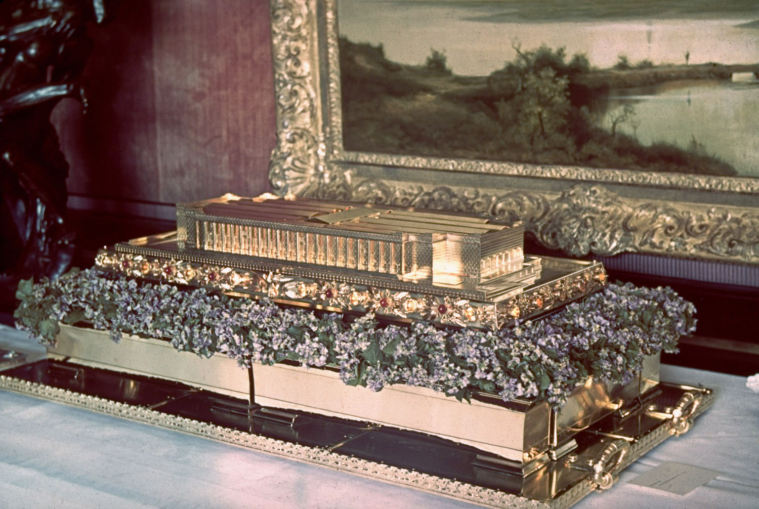 Solid gold model of the Haus der Deutschen Kunst (a celebrated German museum), a gift from Luftwaffe commander — and future suicide at the Nuremberg war crimes trials — Hermann Goering to Adolf Hitler on Hitler's 50th birthday, April 20, 1939.
