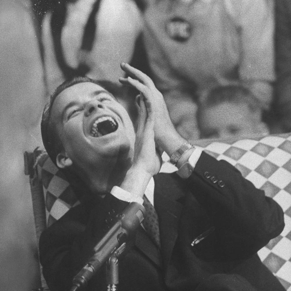 Dick Clark on his TV show the "American Bandstand" in 1958.