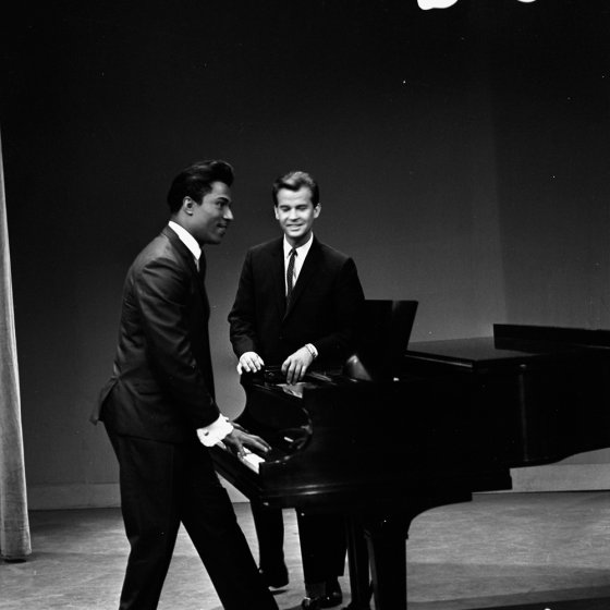 Little Richard with Dick Clark on American Bandstand in 1964.