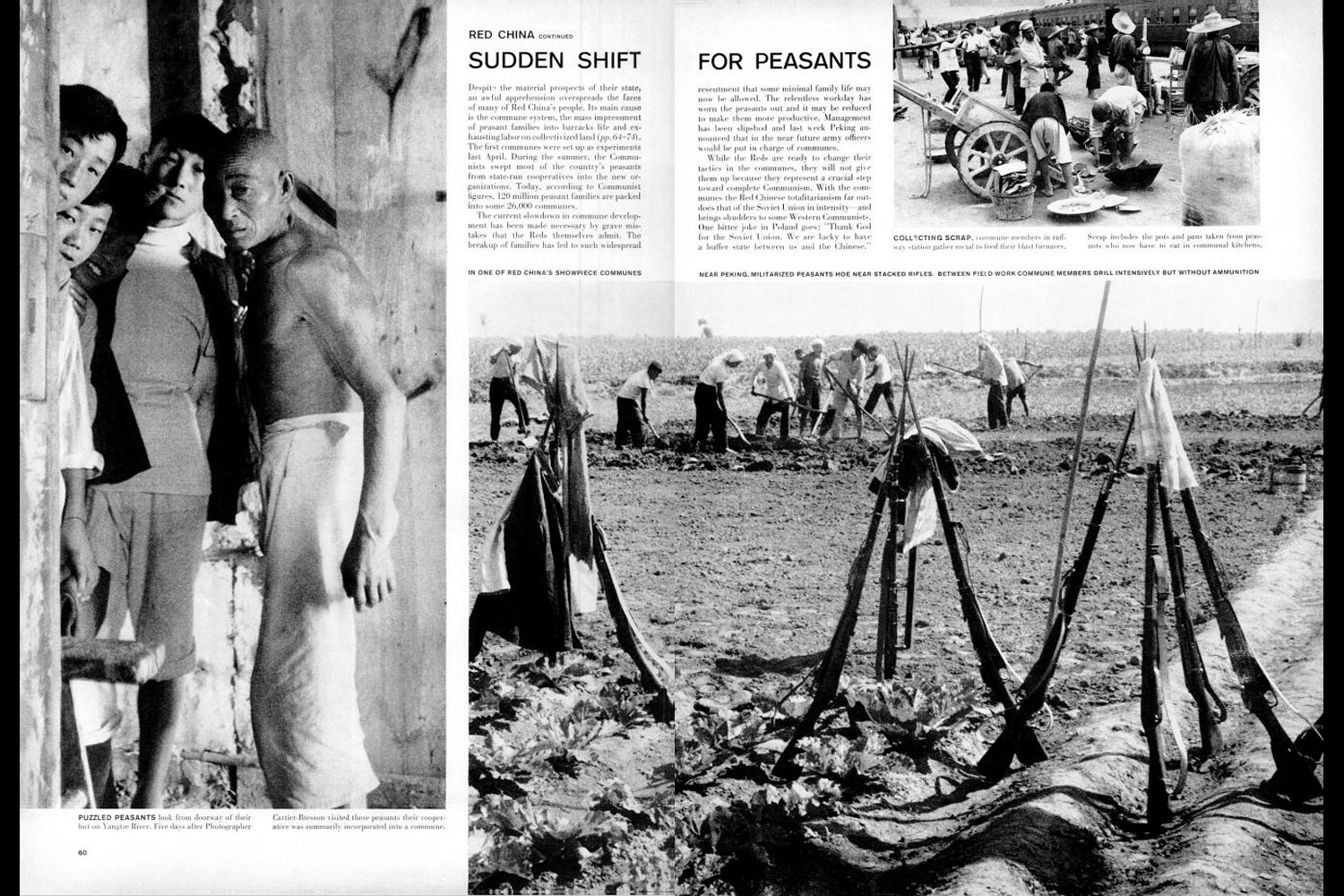 Pages from "Red China Bid for a Future," featuring photographs by Henri Cartier-Bresson, as the article appeared in the January 5, 1959, issue of LIFE.