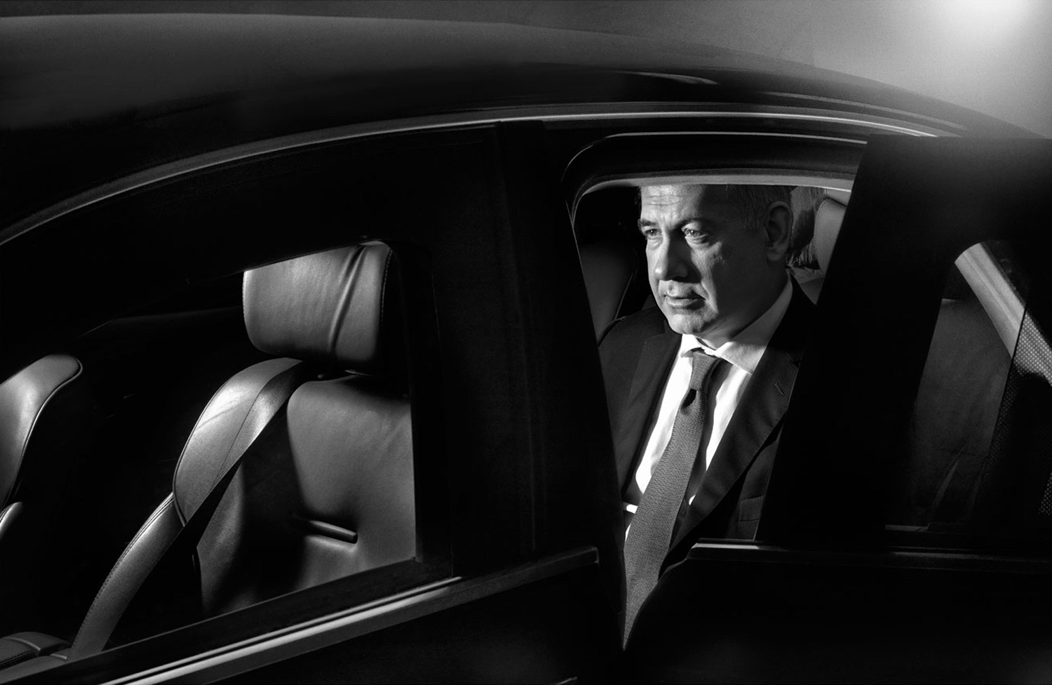 April 27, 2012. Jerusalem, Israel.
                              Portrait of Prime Minister Benjamin Netanyahu in his car at his residence.