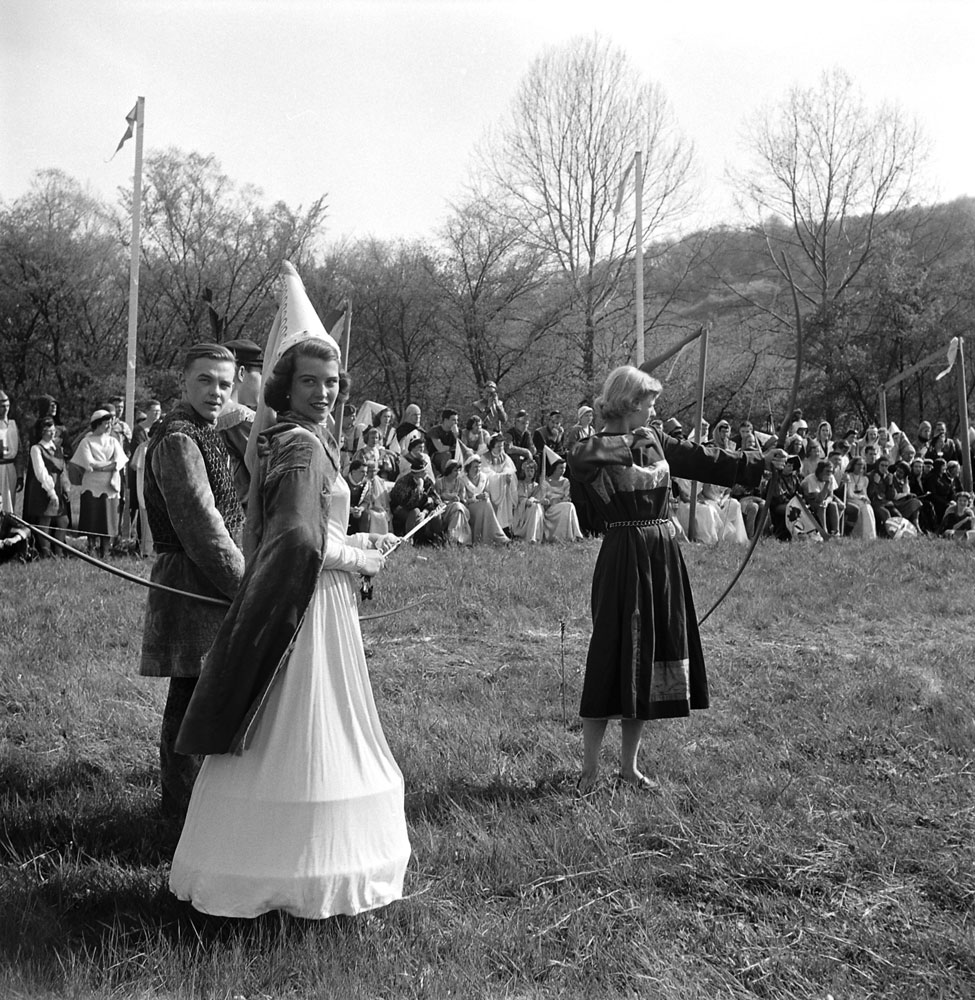 LIFE magazine photographs from a medieval tournament at Bethany College, W. Va., May 1952.