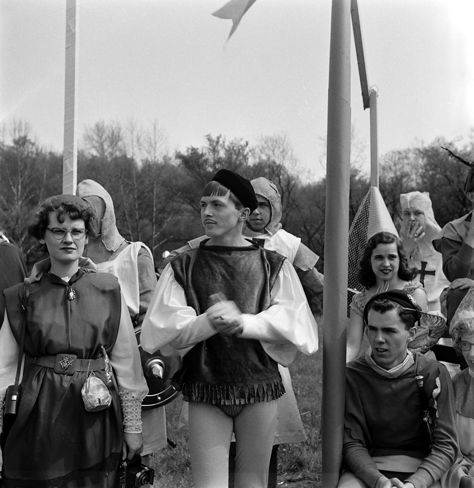 LIFE magazine photographs from a medieval tournament at Bethany College, W. Va., May 1952.