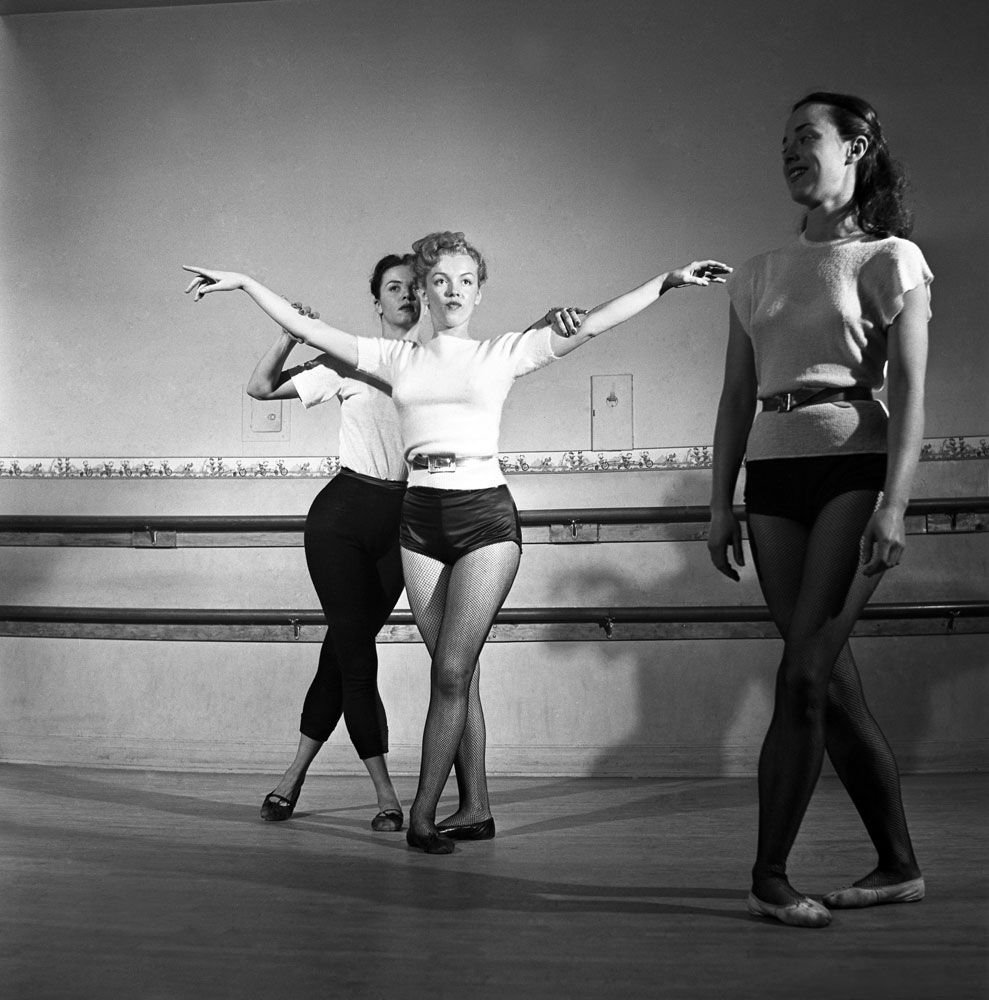 Marilyn Monroe, 22, takes dance lessons, Hollywood, 1949.