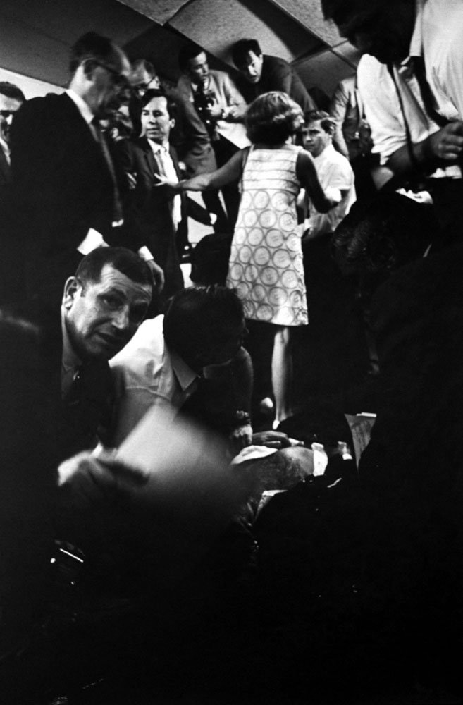 Mortally wounded Robert Kennedy on the floor of the kitchen at the Ambassador Hotel, June 1968.