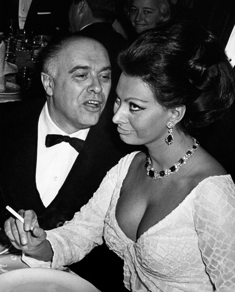 Carlo Ponti and Sophia Loren at the premiere for the film Dr. Zhivago. Dec. 22, 1965