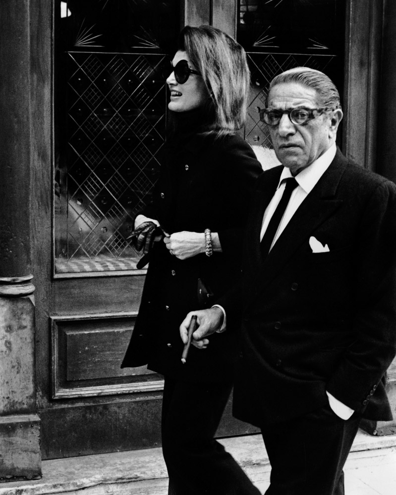 Jacqueline Kennedy Onassis and Aristotle Onassis depart PJ Clarke's restaurant. Jan. 17, 1971