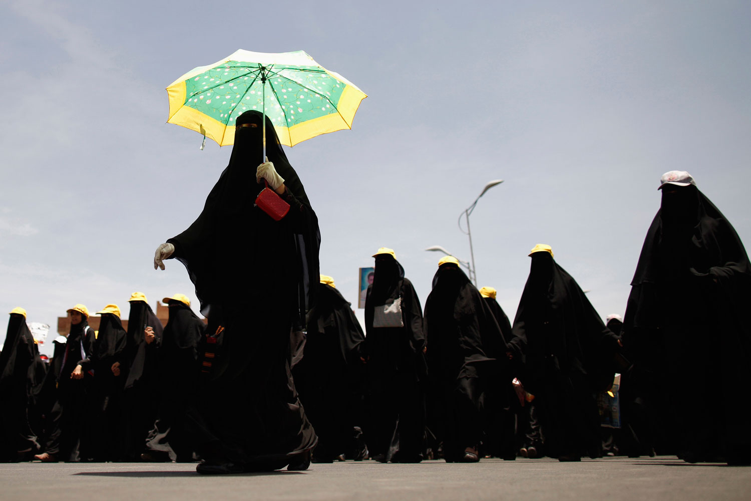 May 3, 2012. Women march during a demonstration demanding a trial for Yemen's former President Ali Abdullah Saleh, in Sanaa.