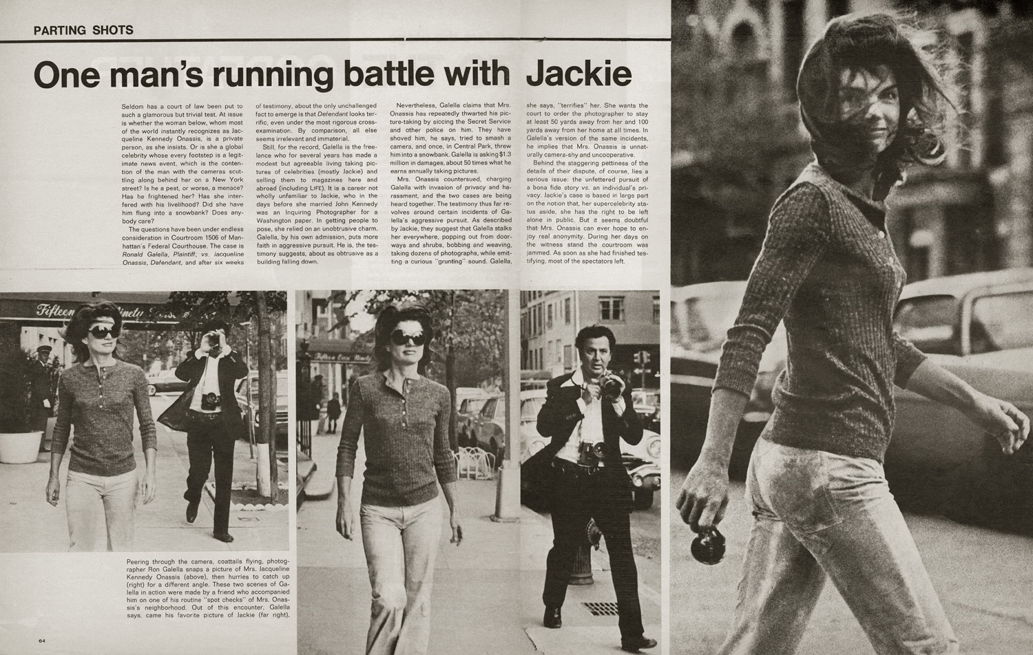 Jacqueline Kennedy Onassis on the pages of a LIFE magazine issue dated March 31, 1972.