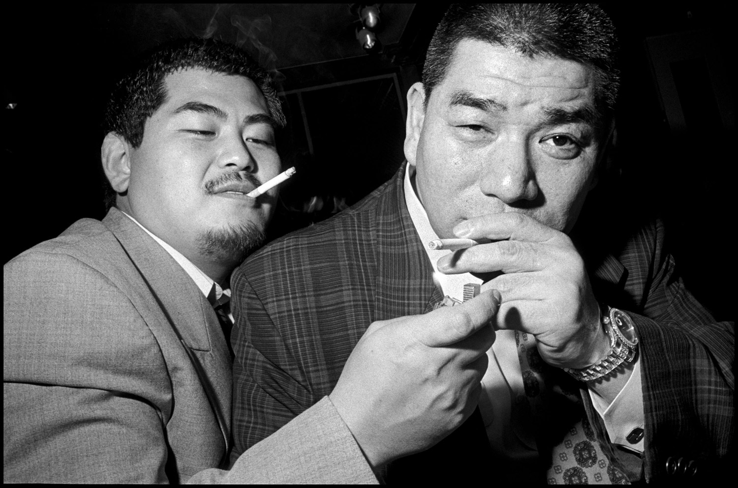 Masters Talk ArtistJapan. Asakusa. 1998. Two members of the Yakuza, Japan's mafia.