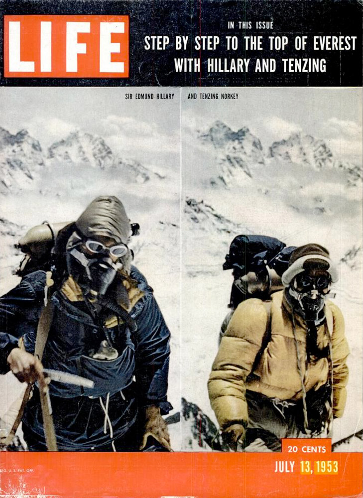 Edmund Hillary and Tenzing Norgay summit Everest, May 1953