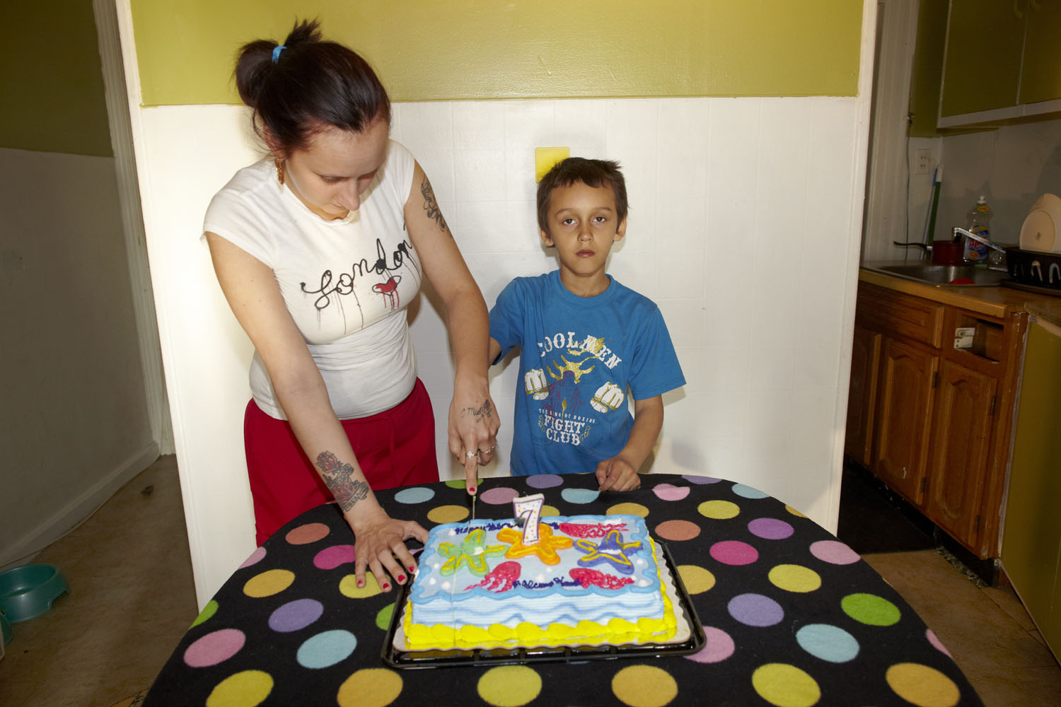Donny celebrates his seventh birthday a day late after spending his real birthday in a pediatric crisis after threatening to jump out the second floor window of his home.