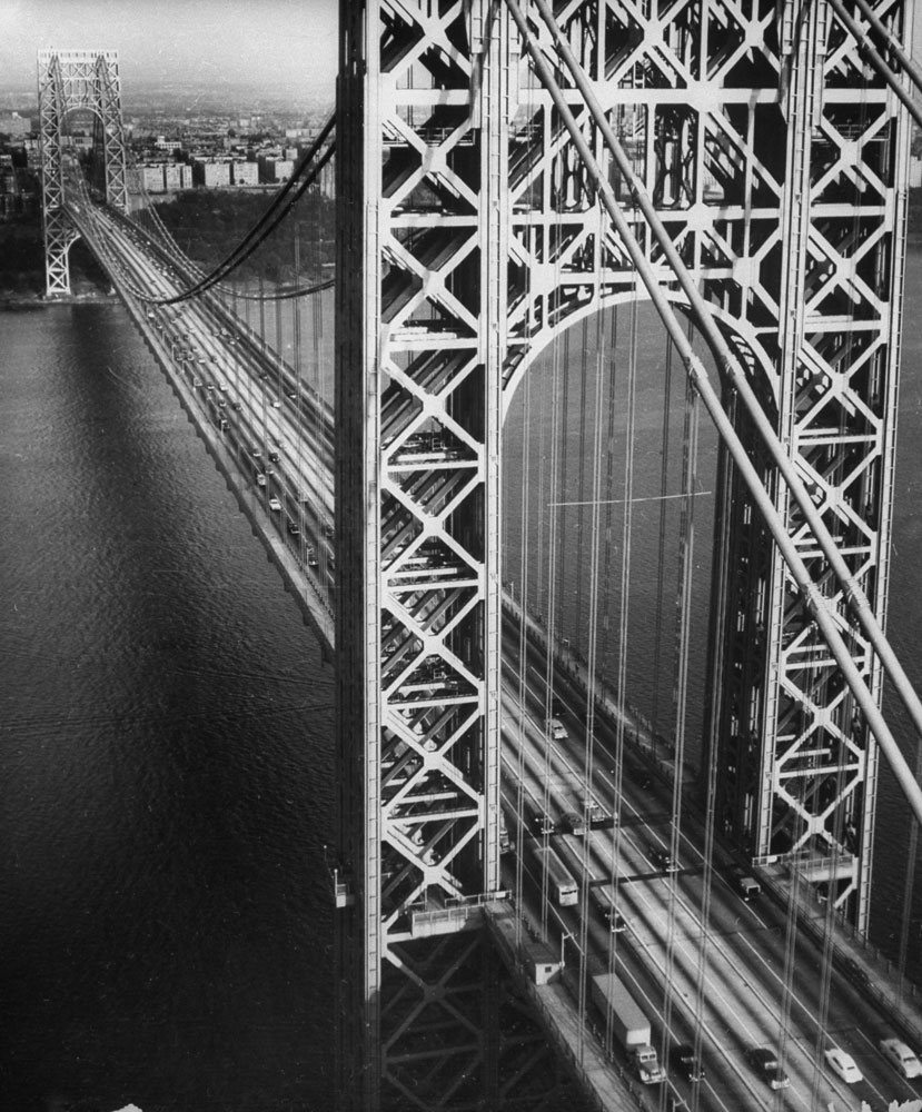 The George Washington Bridge photographed from a helicopter, 1952.