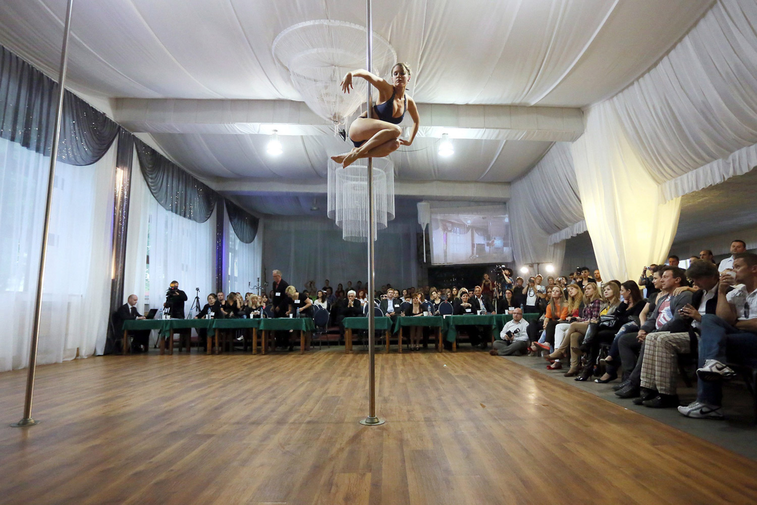 June 3, 2012. Dancer Aleksandra Kolczynska during the 1st Polish Pole Dance Championship in Skaryszew, Poland.