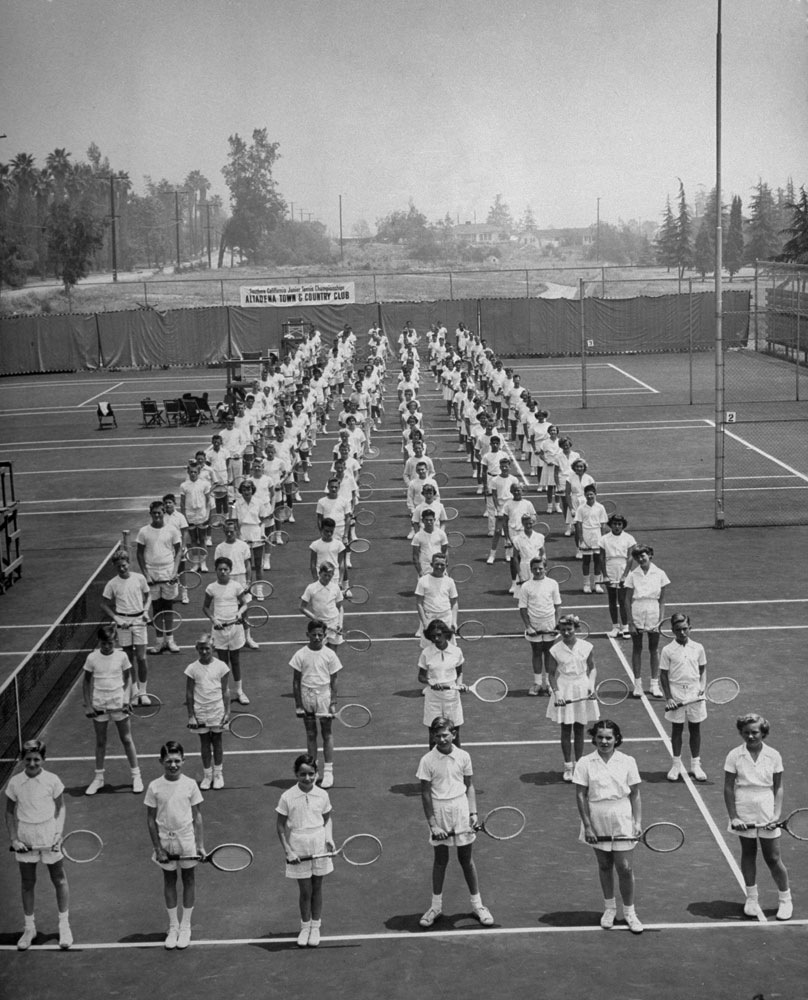 Tennis players near Pasadena, California, in 1950.