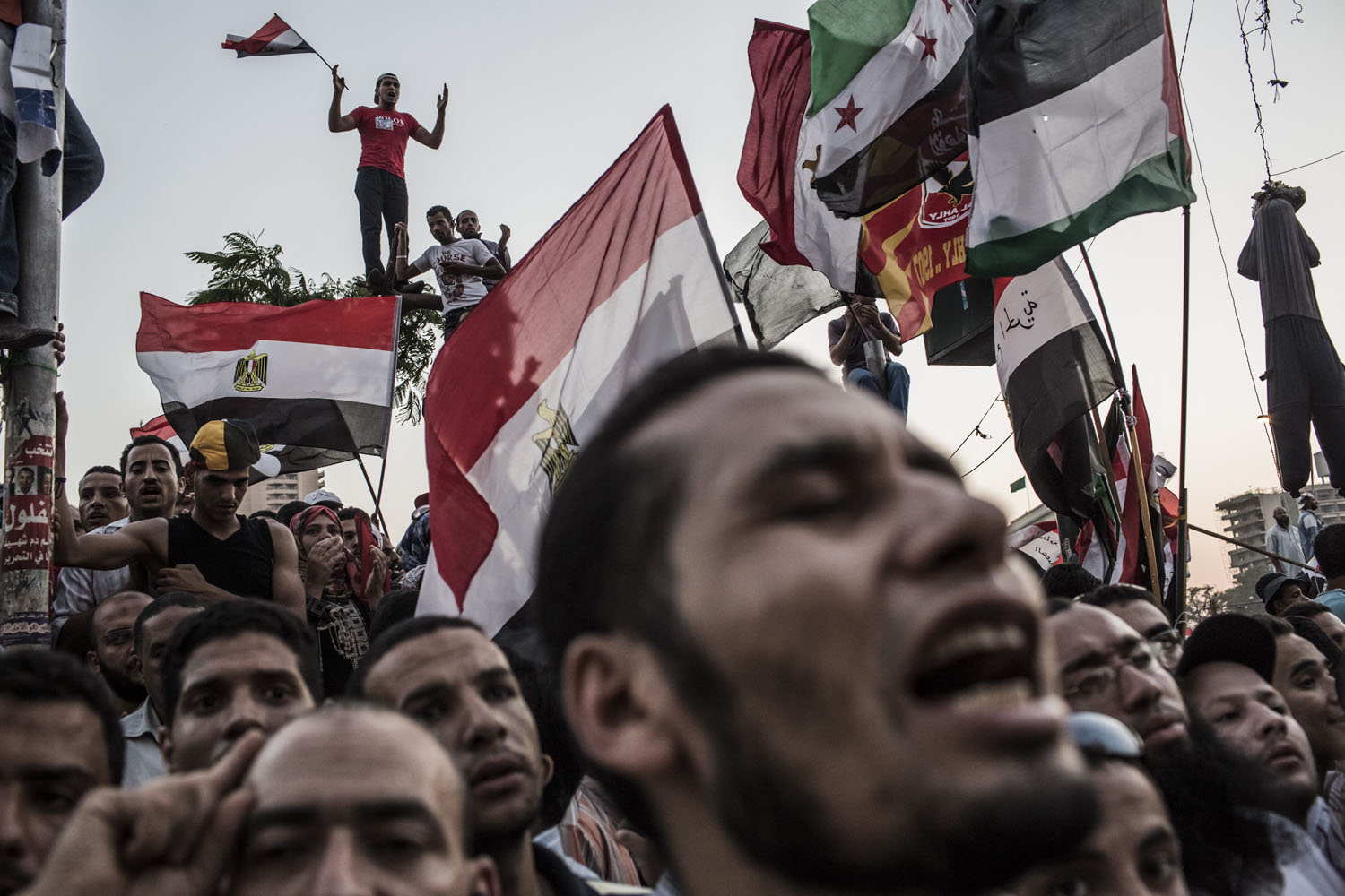 June 22, 2012, Cairo. Supporters of Mohamed Morsy, the Muslim Brotherhood's  candidate, protest against Egypt's military rulers in Tahrir Square.