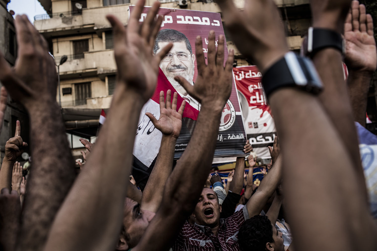 June 23, 2012, Cairo. Supporters of Mohamed Morsy protest against Egypt's military rulers in Tahrir Square.