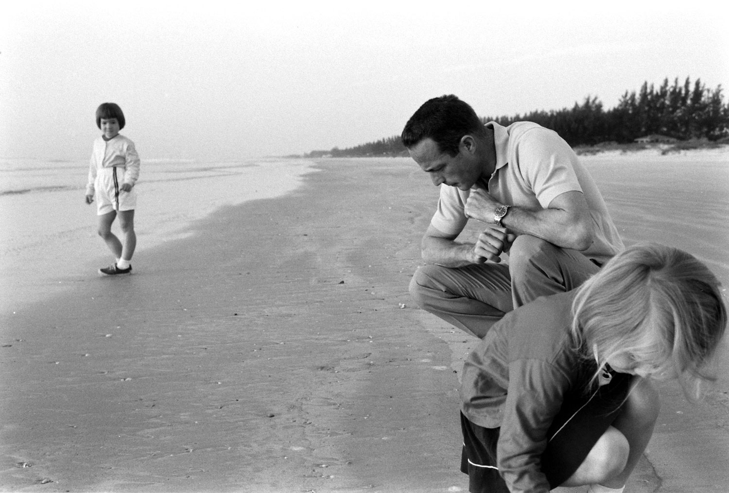 Astronaut Scott Carpenter and kids on the beach in Florida, 1962.