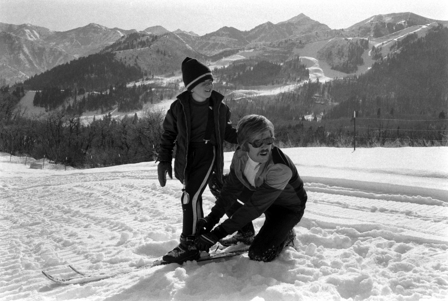 Robert Redford and his son, David, in Utah in 1970.