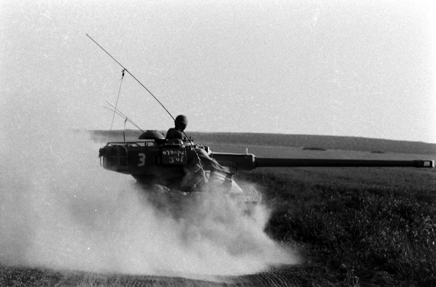 Tank, Gaza Patrol: Picture from the roll of film found in Paul Schutzer's camera after he was killed on the first day of the Six-Day War, June 1967.
