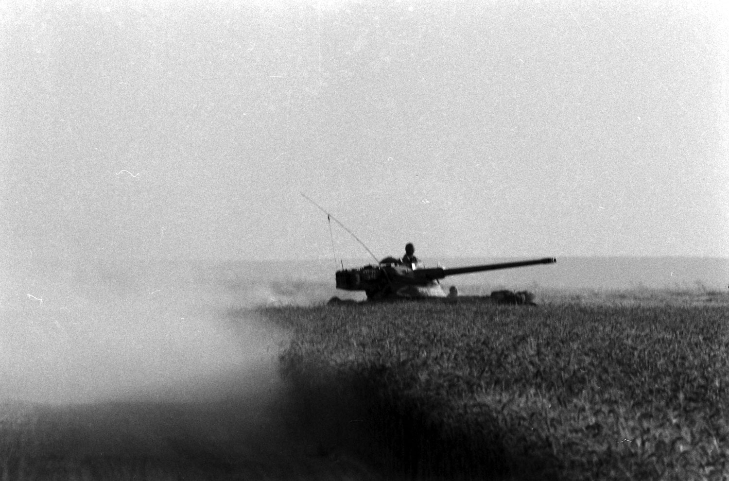Tank, Gaza Patrol: Picture from the roll of film found in Paul Schutzer's camera after he was killed on the first day of the Six-Day War, June 1967.