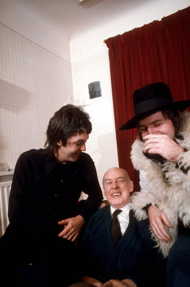 Paul McCartney with father James and brother Mike McGear, 1974.