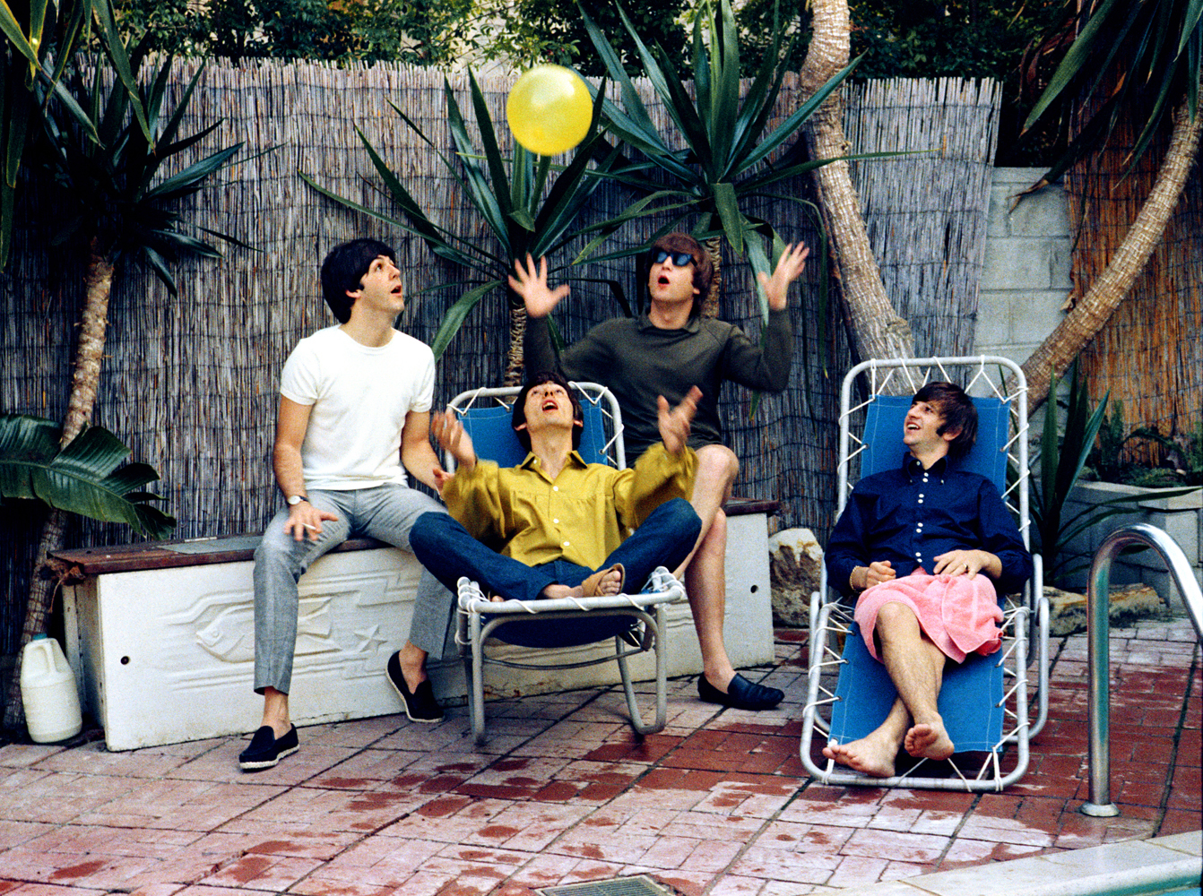 The Beatles at a mansion in Bel-Air, Los Angeles, August 1964.