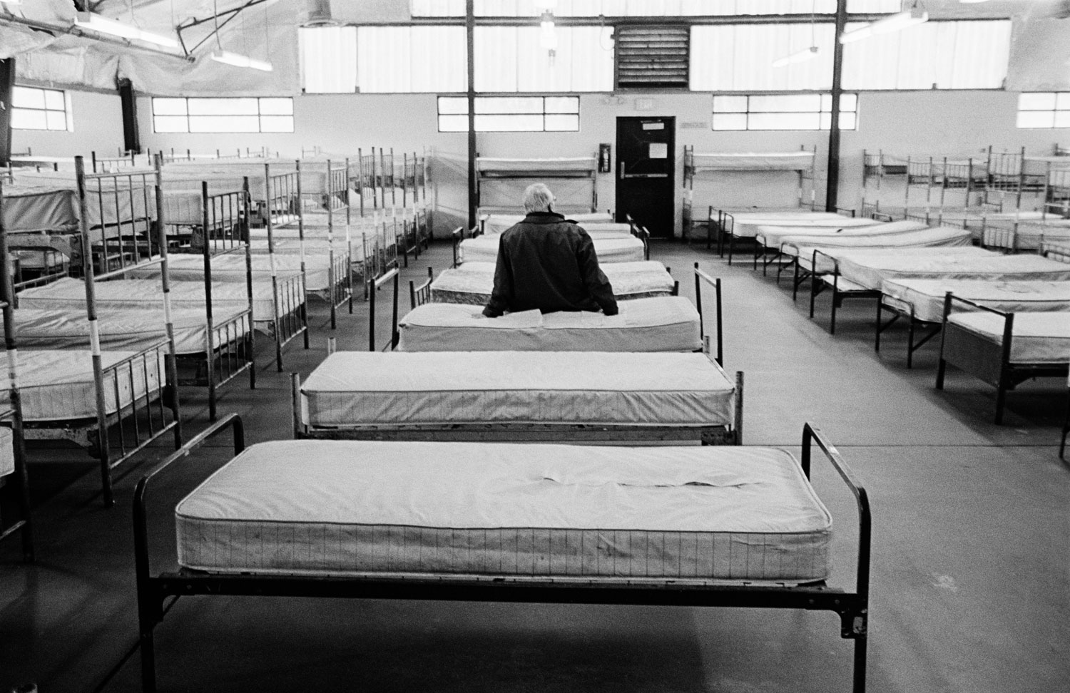 Jesse revisits the Stockton homeless shelter where he stayed several times upon his release from prison. Stockton, Calif., 2012.