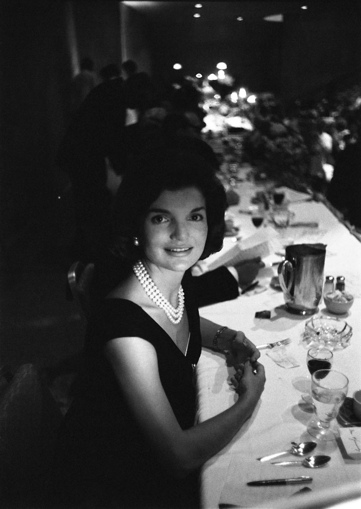 Jackie Kennedy during a campaign dinner, 1960.