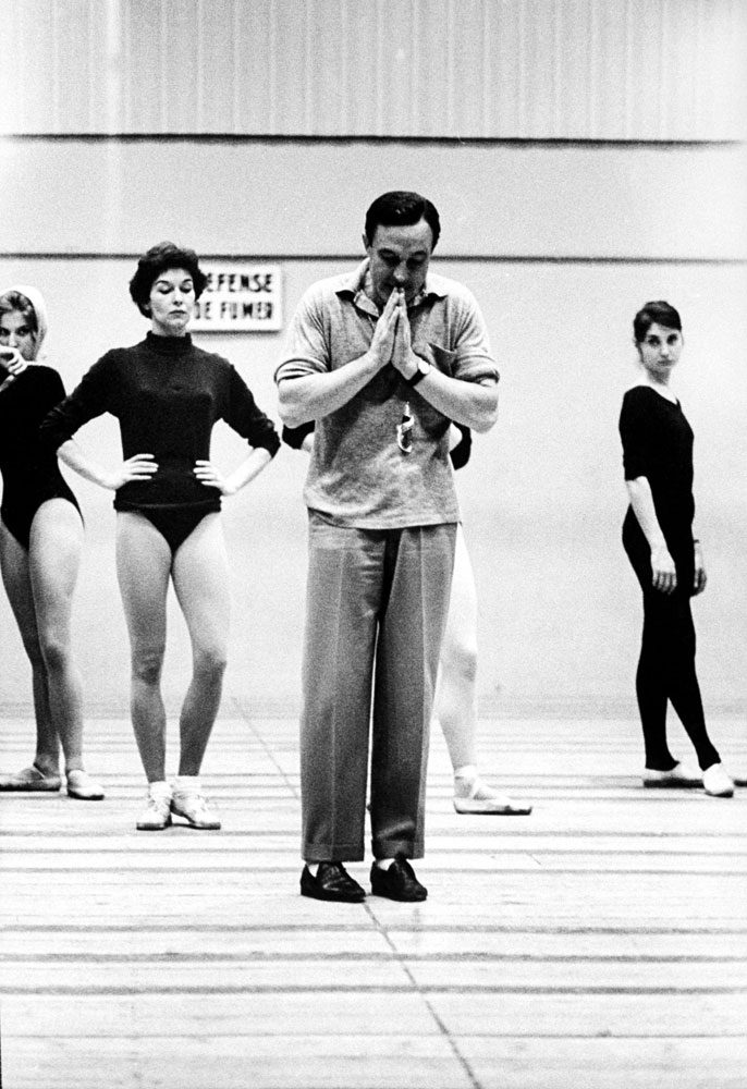 Gene Kelly rehearses with dancers at the Paris Opera, 1960.