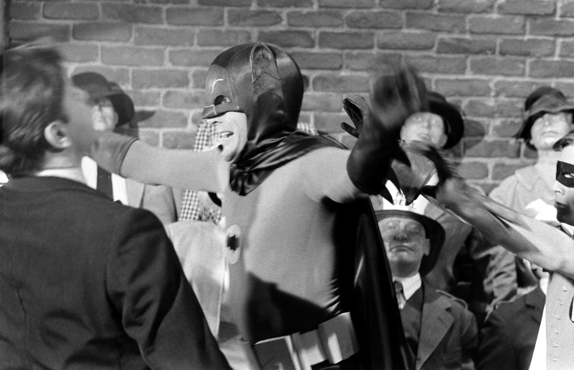 Adam West on the set of Batman, 1966.