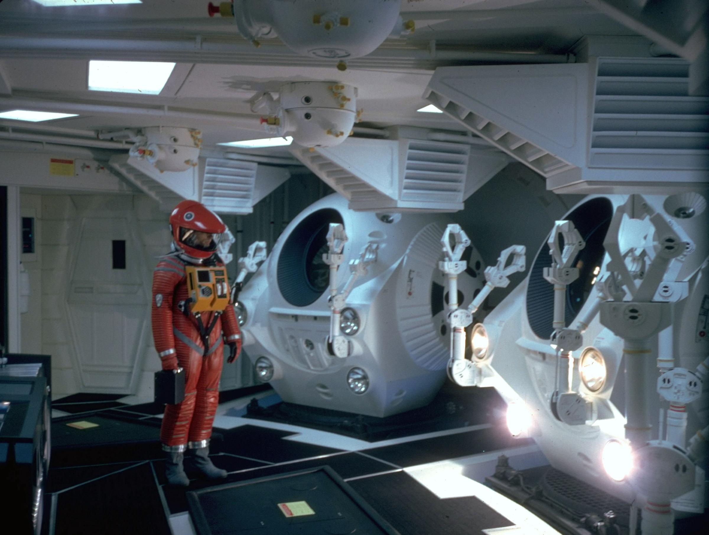 On the set of Stanley Kubrick's '2001: A Space Odyssey'