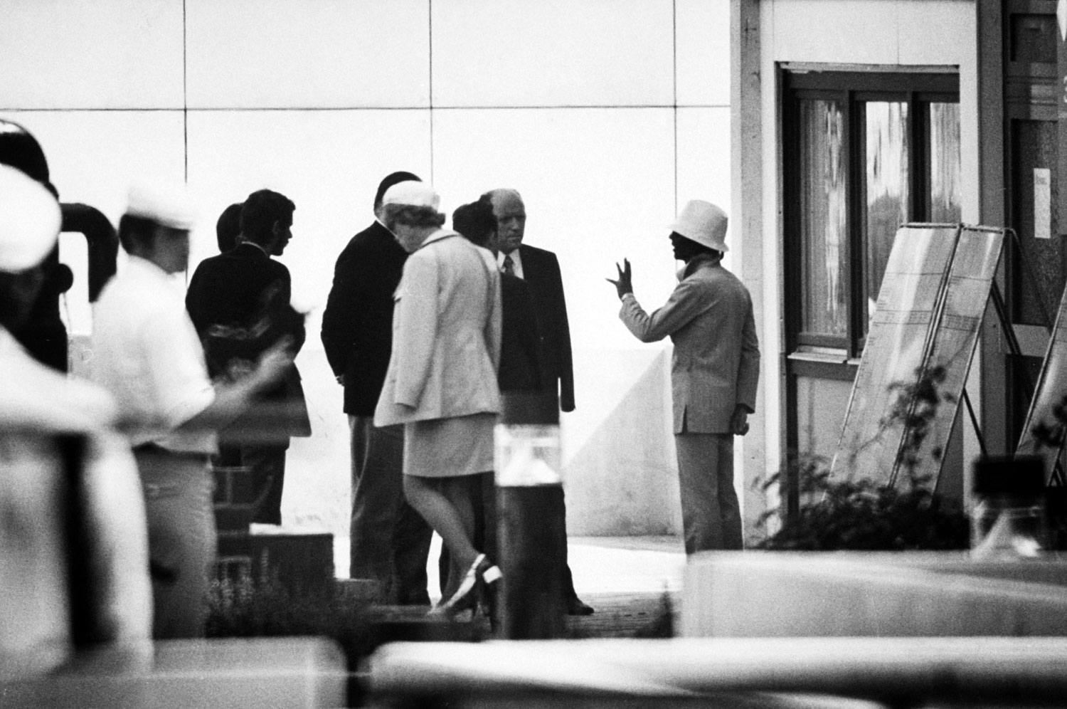 A Black September terrorist talks with German officials, Munich, September 1972.