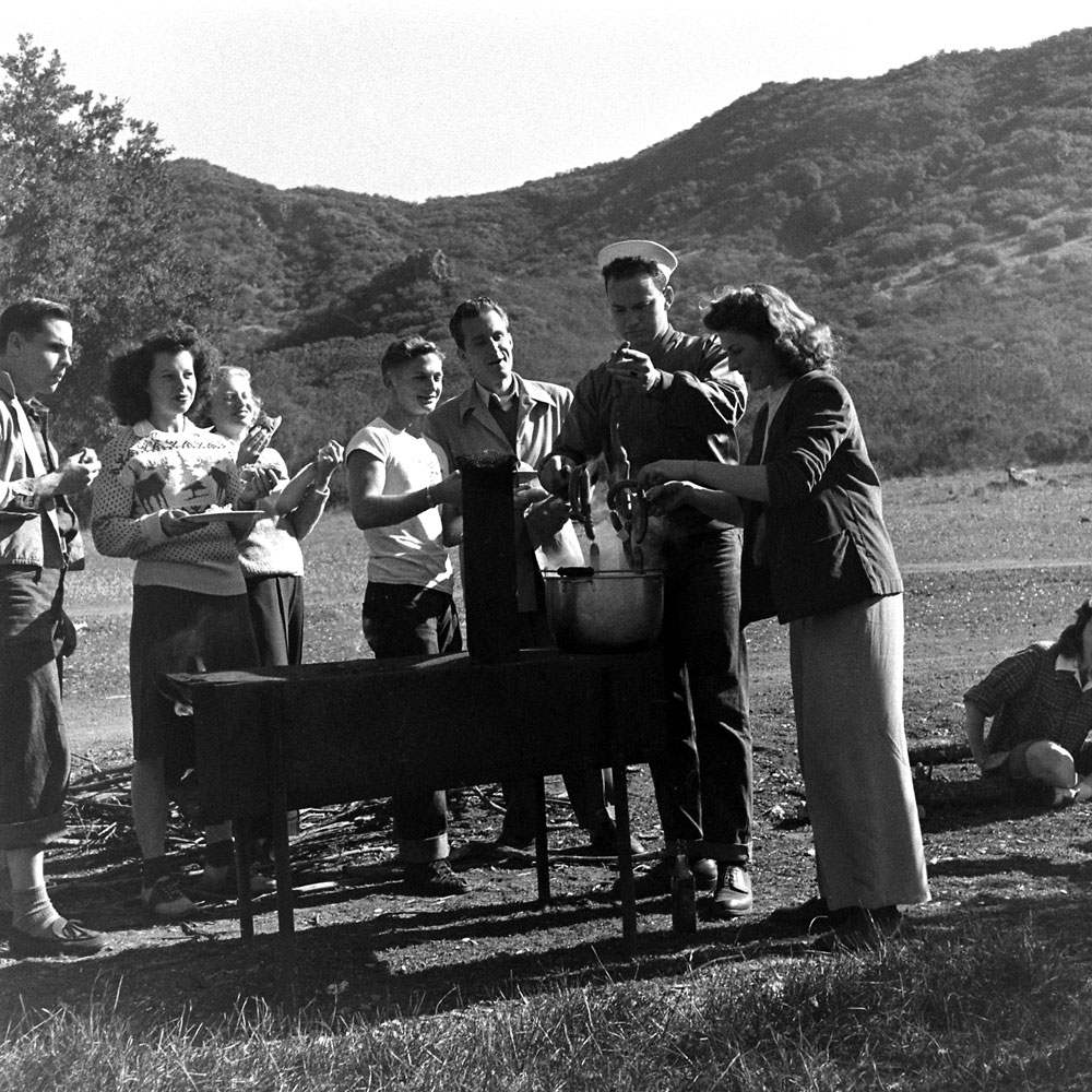 Fraternity picnic and barbecue, UCLA, 1940s.