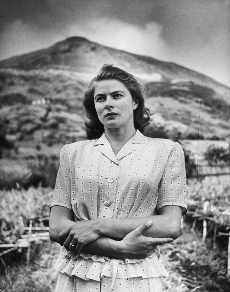 Ingrid Bergman during filming of the movie, Stromboli, on the Italian island of Stromboli, 1949.