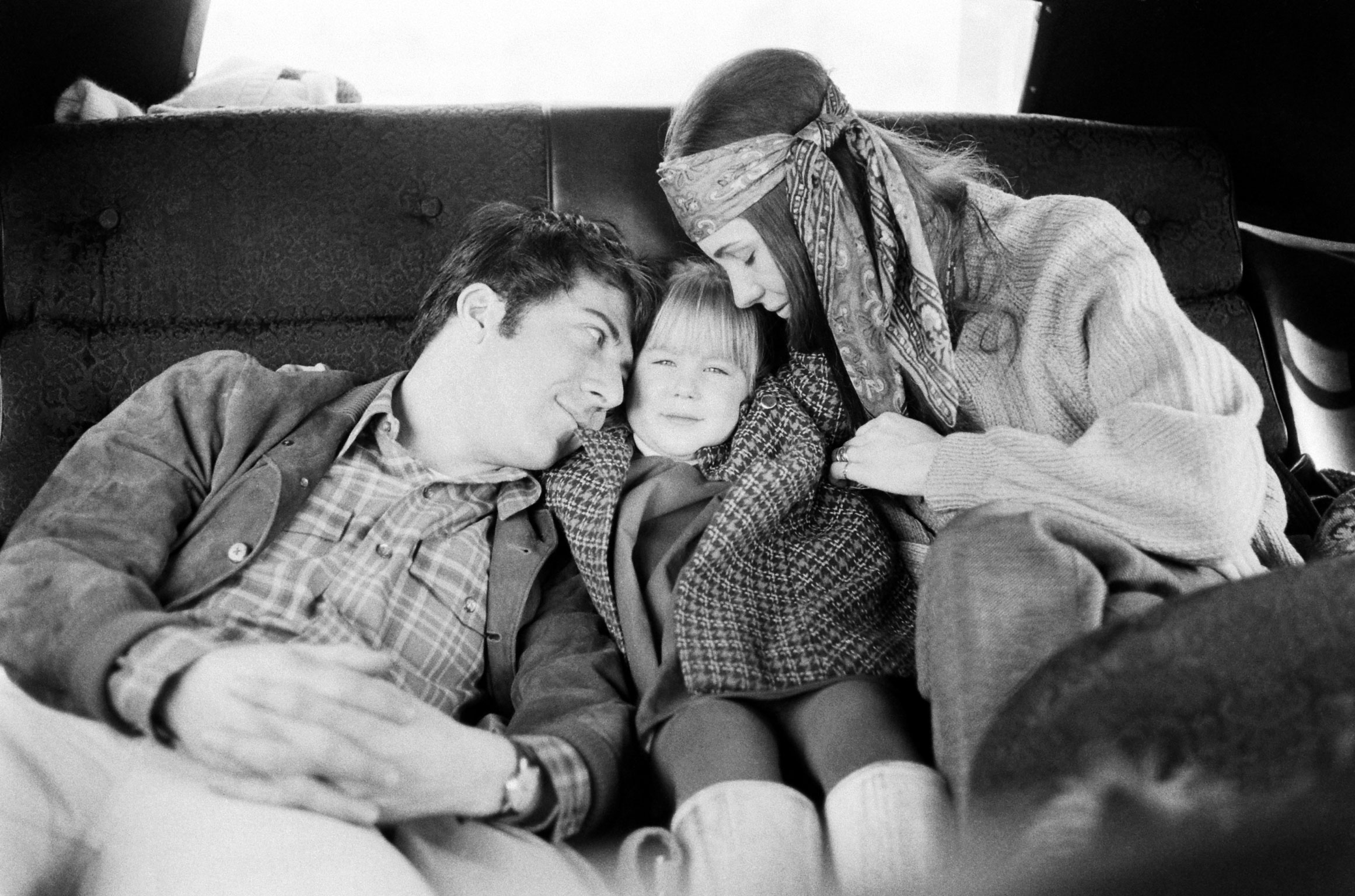 Dustin Hoffman with his wife Anne and daughter Karina, New York, 1969.