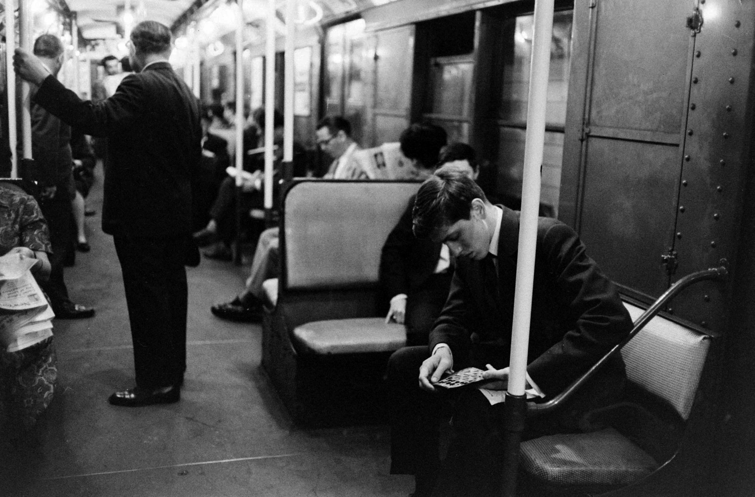 Bobby Fischer on the subway, New York, 1962.