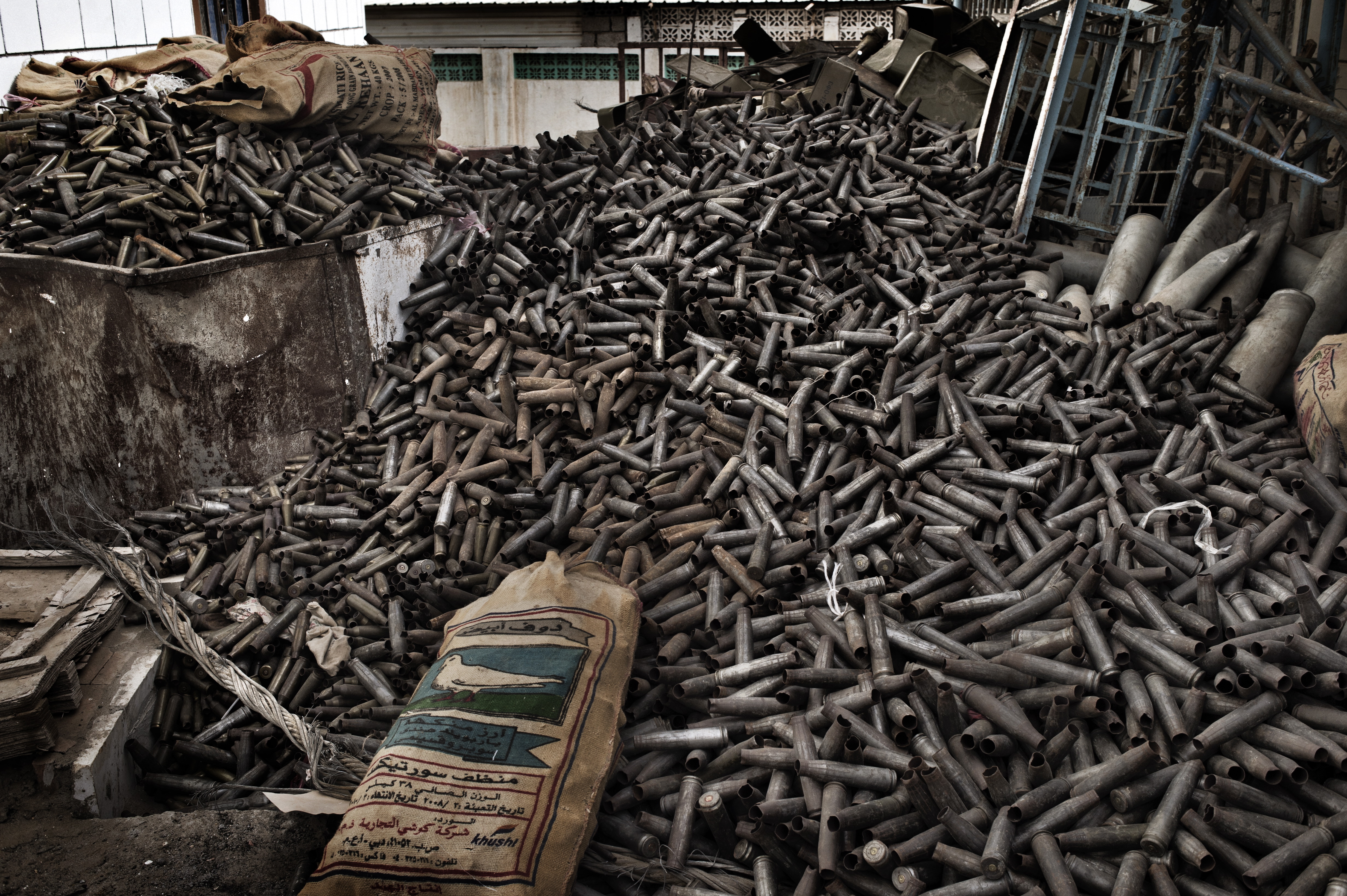 In Zinjibar, in Abyan province, used machine-gun shells, tank shells and rocket containers are gathered to be sold as scrap. al-Qaeda in the Arabian Peninsula (AQAP) occupied a big swath of Abyan before being driven out by a combination of government troops, armed groups of citizens and U.S. drone attacks.