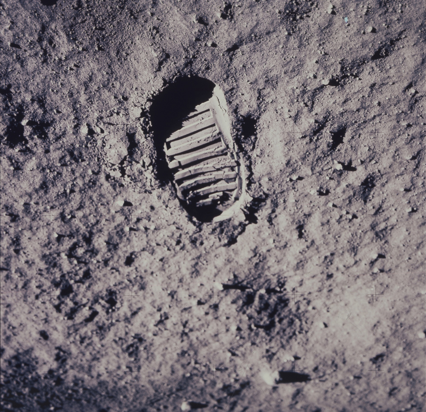 Footprint left on the moon by Apollo 11 astronaut, 1969.
