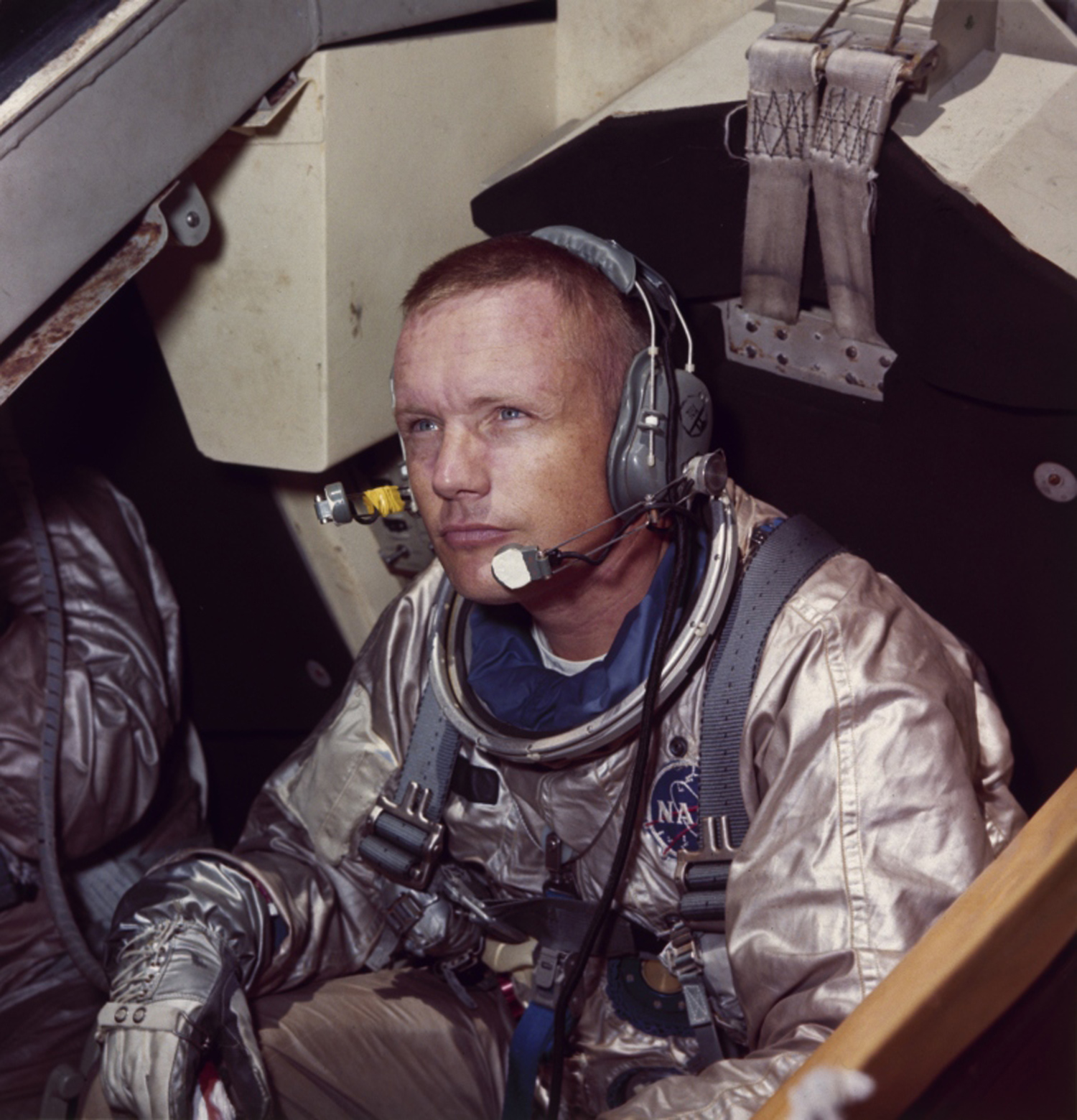 Neil Armstrong, commander of the Apollo 11 mission to moon, in training for his work on the lunar surface, 1969.