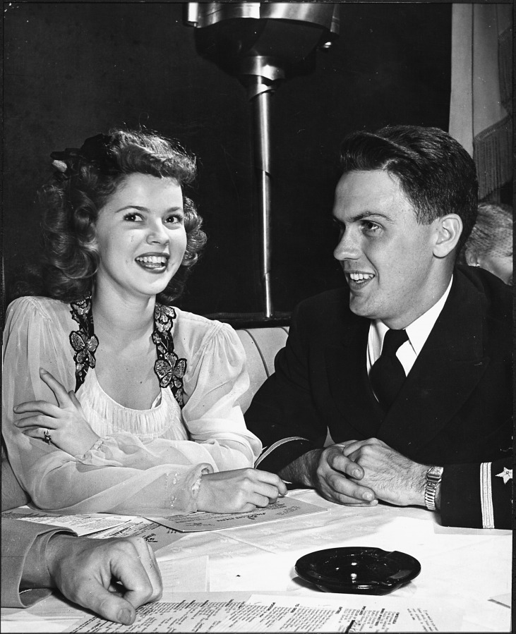 Shirley Temple and date, Stork Club, 1944.