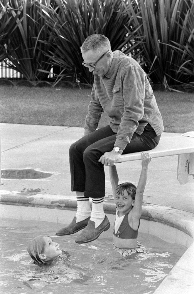 Charles M. Schulz with his kids at home in California in 1967.