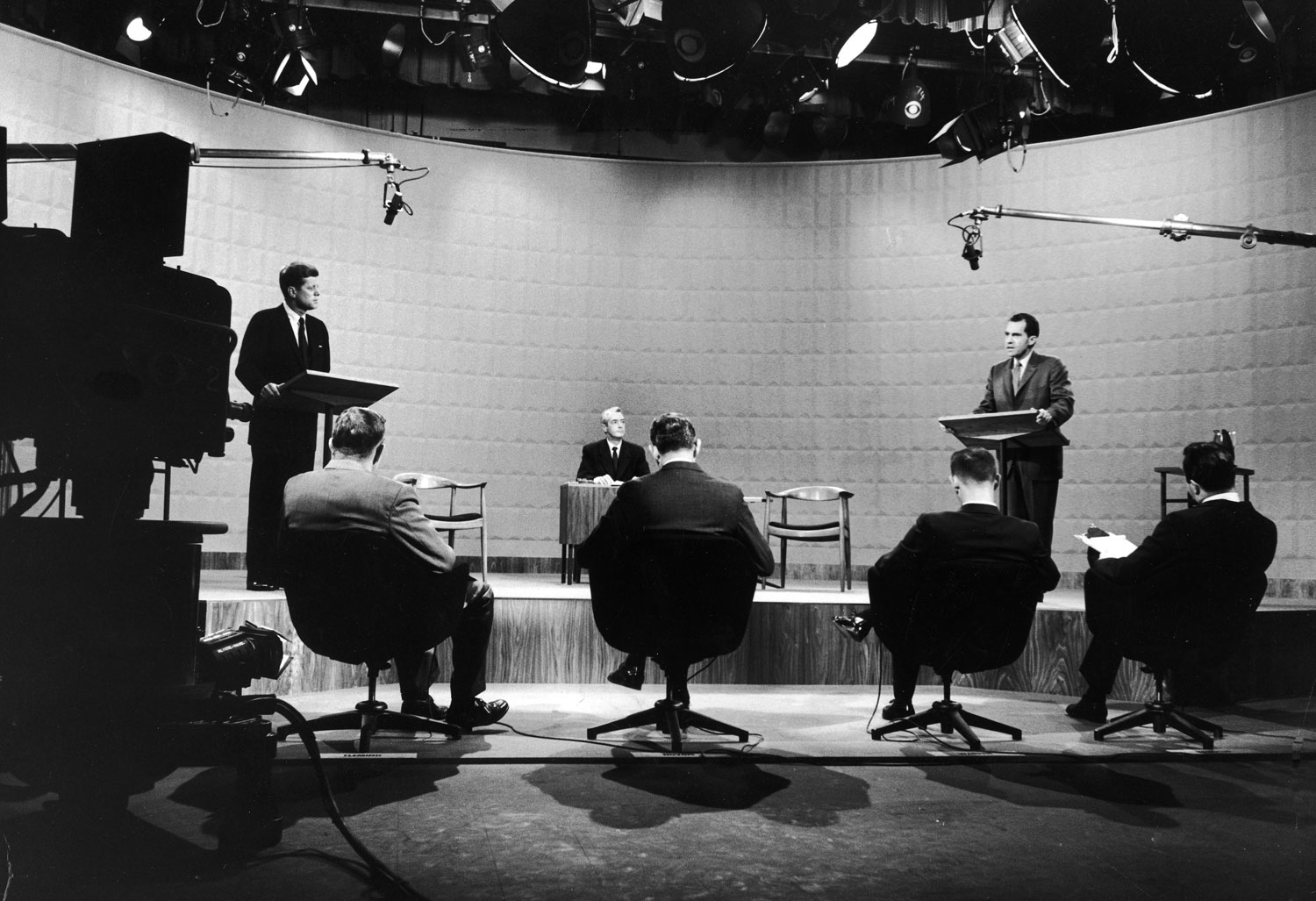 Photo made during the Kennedy-Nixon debates, 1960.