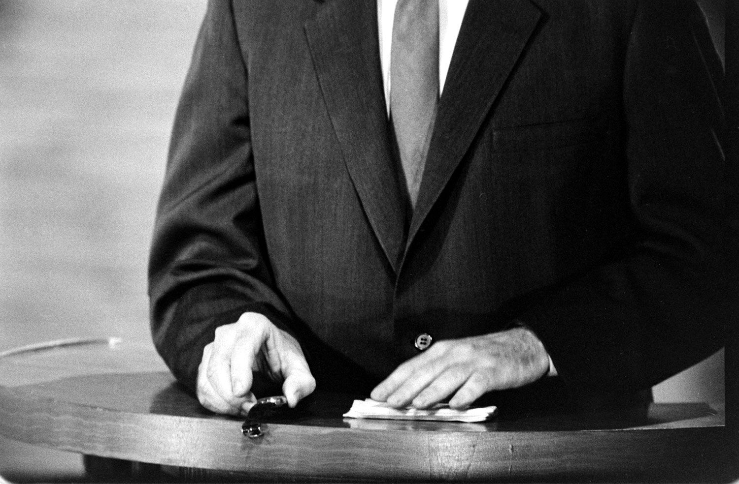 Richard Nixon's hands during the Kennedy-Nixon debates, 1960.