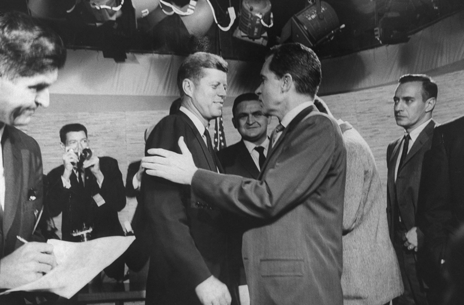 Photo of JFK and Nixon made during the Kennedy-Nixon debates, 1960.
