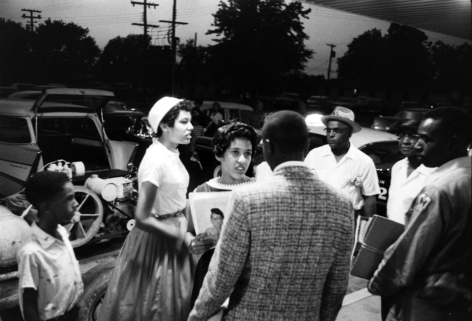 African-American students who were refused admission to their high school football game, Little Rock, Arkansas, 1957.